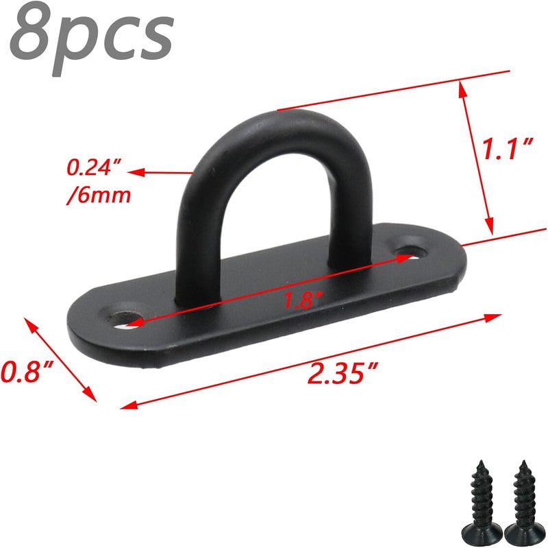 Dnyta 8pcs Stainless Steel Ceiling Hook Pad Eye Plate Black Hooks for Ceiling Hooks Heavy Duty for Swing Hanging Outdoor or Indoor Activity (Black Large) - Image 2